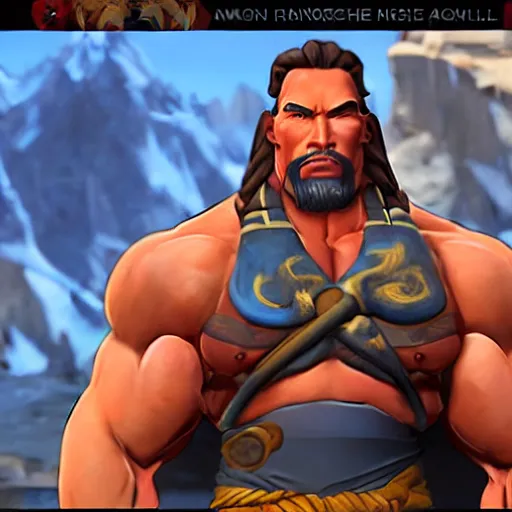 Image similar to a screenshot of arnold schwarzenegger as hanzo in overwatch