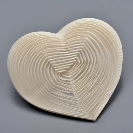 Prompt: parametric heart carved out of ivory, c anon 5 d 5 0 mm lens