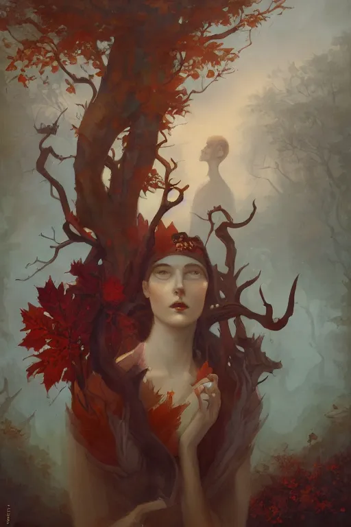 Prompt: a portrait tableau of the prince of autumn, by peter mohrbacher and thomas cooper gotch