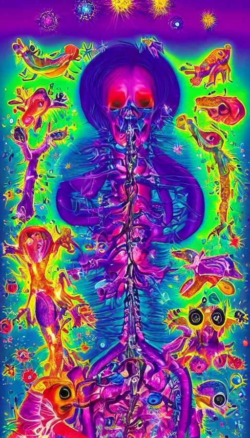 Prompt: The end of an organism, by Lisa Frank,