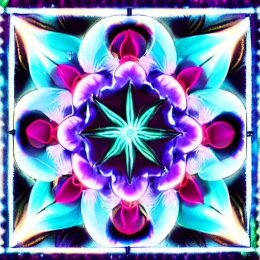 Image similar to heart fantasy flower ornemant glowing illumination chakra center