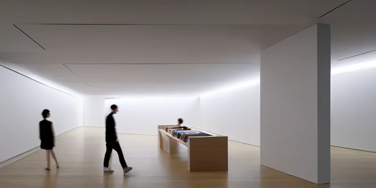 Prompt: dezeen showroom, minimalissimo, archdaily soft light gradient computer blur from spike jonze her