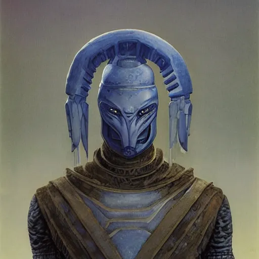 Image similar to portrait of a humanoid ice warrior, by Gerald Brom