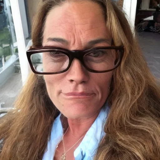 Prompt: 4 5 year old french and swedish woman, brown hair!, looks like dean martin and jean - claude van damme, round head, slightly overweight, nerdy music teacher with phd, labile temper, drinks bourbon, wears oprah glasses, from wheaton illinois