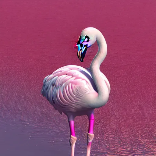 Image similar to 3 d mandelbulb fractal of a flamingo : : flamingo : : 3 d mandelbulb fractal : : visual depth, high quality, shadowing, fractal render : : pink, white : :