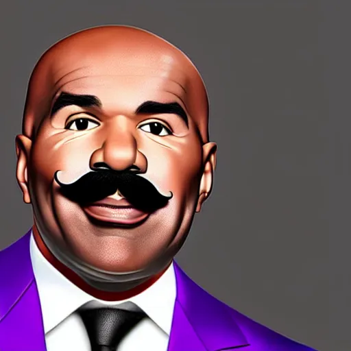 Image similar to steve harvey but his mustache is purple