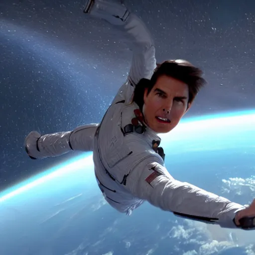 Prompt: Tom Cruise riding a spaceship in space. 8k. UHD. 4K. HQ.