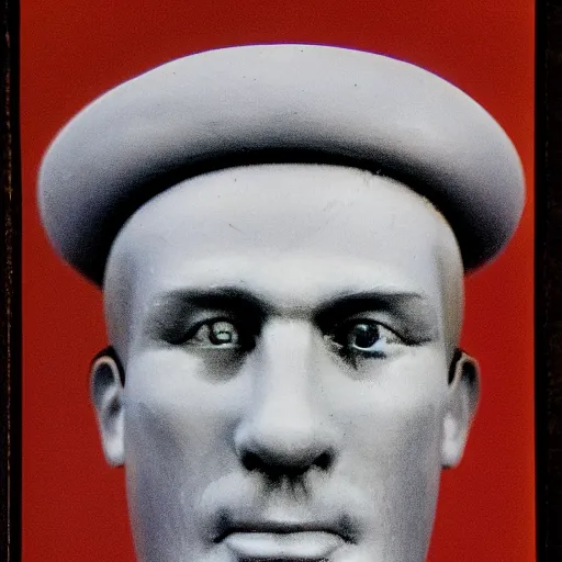 Image similar to a soviet man portrait, frontal view, artistation render, 24mm film