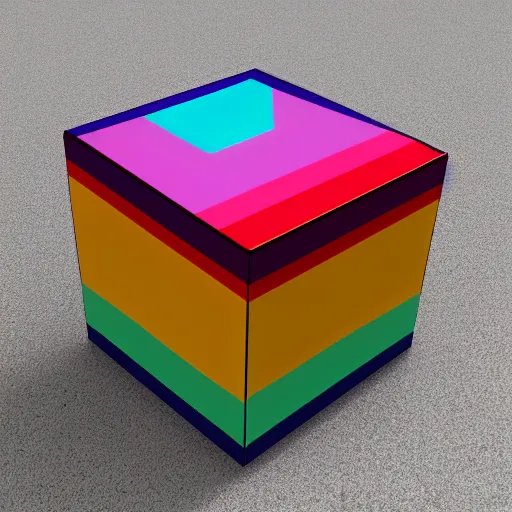 Image similar to a strange cube in the style of a retro 8 0 s cgi