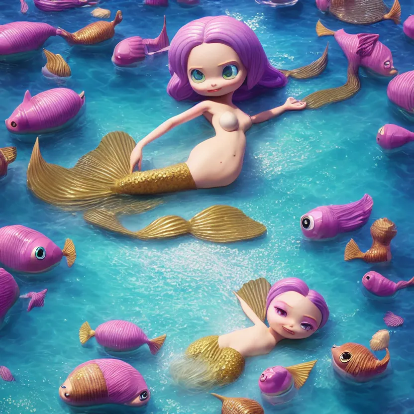 Prompt: cute mermaid girl, isometric 3d, ultra hd, character design by Mark Ryden and Pixar and Hayao Miyazaki, unreal 5, DAZ, hyperrealistic, octane render, cosplay, RPG portrait, dynamic lighting, intricate detail, summer vibrancy, cinematic