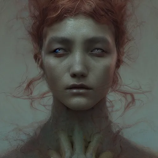 Prompt: Woman masterpiece by Edgar Maxence and Ross Tran, Zdzisław Beksiński, and Michael Whelan, gustav dore, 8k, octane render