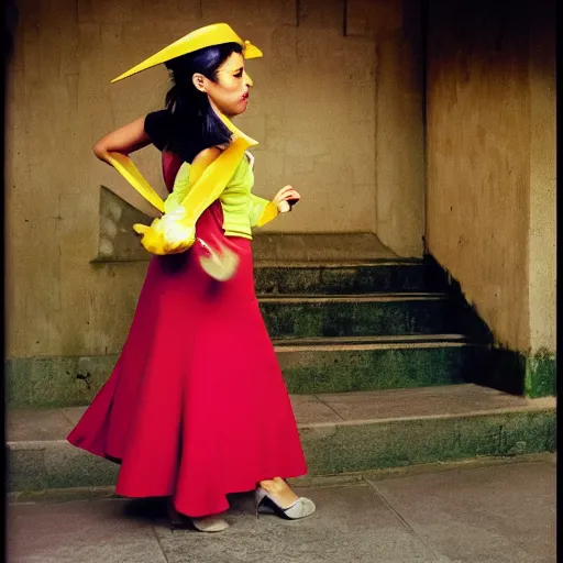 Image similar to elegant woman dressed up as pikachu art photo by Steve McCurry