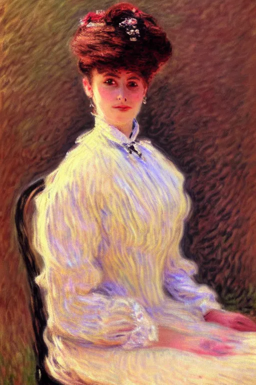 Image similar to victorian lady, painting by monet detailed art, artstation