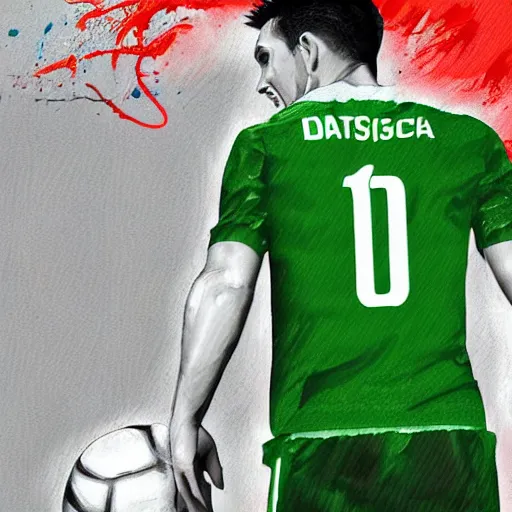 Image similar to italian football player, digital art, strong vision,