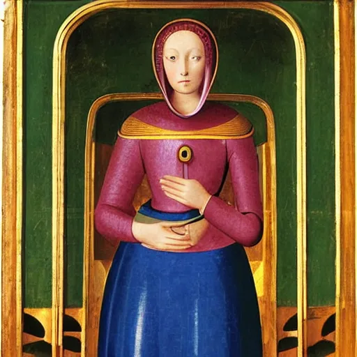 Prompt: a portrait of a female android by fra angelico