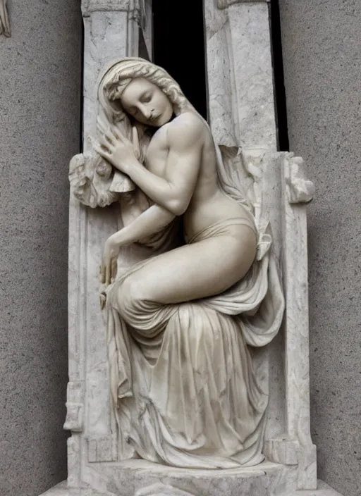 Prompt: Madonna carved out of marble