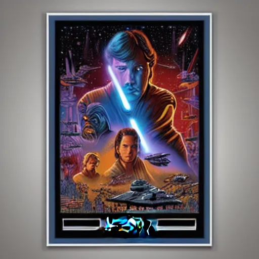 Prompt: a poster of star wars by dan mumford