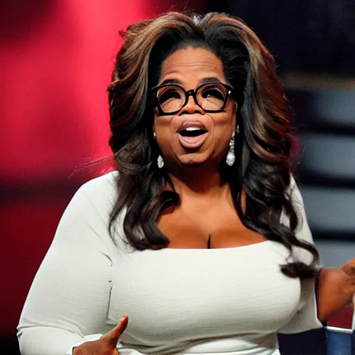 Prompt: Oprah no shirt