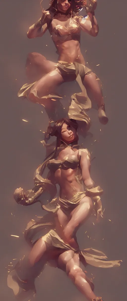 Image similar to 💃👯‍♀️🤼‍♀️, happy appearance, ioyful vibe and lighting, cgsociety, artstation, in the style of artgerm