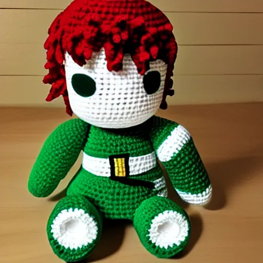 Image similar to kakyoin as a crochet doll