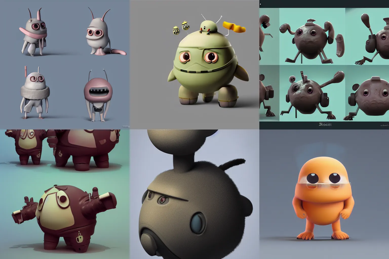 Prompt: cute pictoplasma characterdesign, zbrush, octane, hardsurface modelling, artstation, cg society, by greg rutkowksi