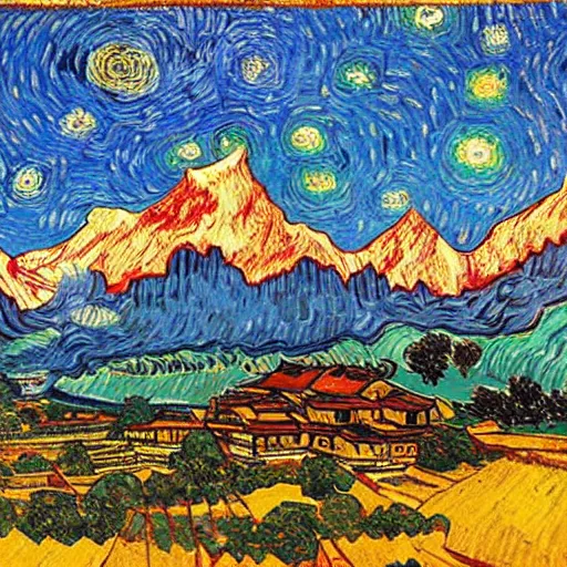 Prompt: nepal in van gogh style