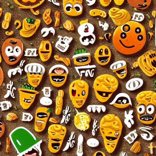 Image similar to food emoji hieroglyphs on cave wall