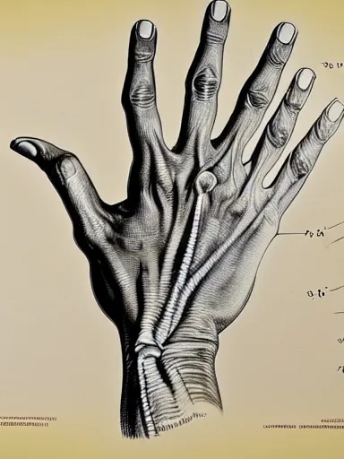 Image similar to medical reference, anatomical illustration of a hand : : anatomy study of hand