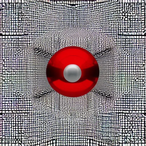 Prompt: chrome spheres on a red cube by autechre