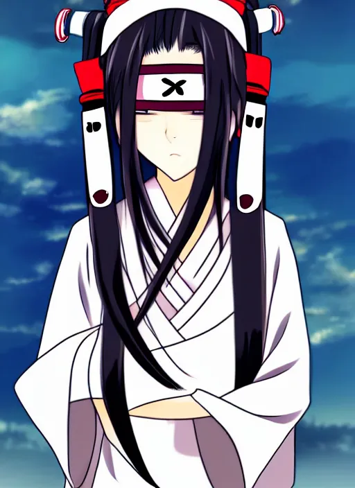 KREA - anime beautiful samurai girl with blindfold, anime, samurai