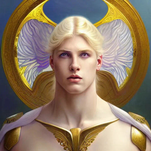 the pale blond male angel of battle lucius wearing a | Stable Diffusion ...
