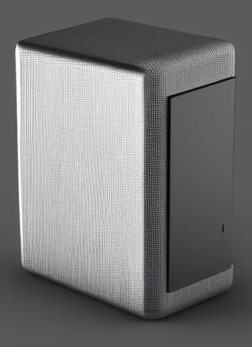 Image similar to mini pc case, brushed aluminum, detailed 3 d render, global illumination, unreal engine, dribble trending, designed by dieter rams