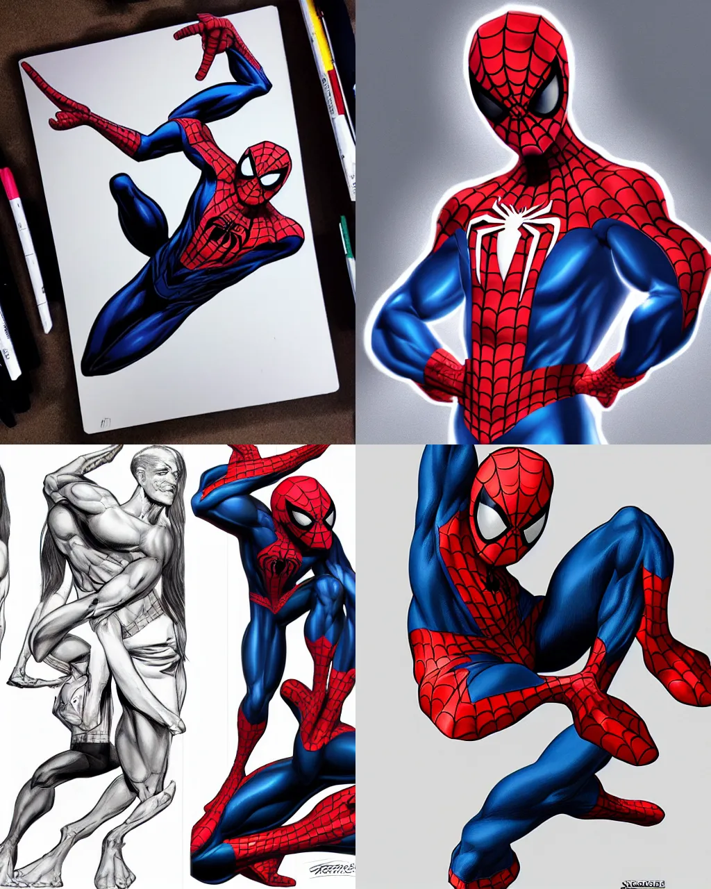 Prompt: Medium shot of a SPIDERMAN character in the style of Artgerm