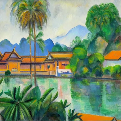 Image similar to Luang Prabang in the style of Cezanne