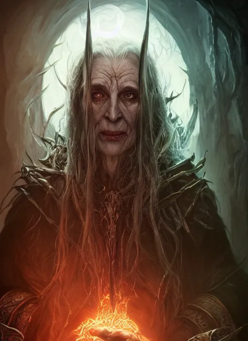 Image similar to wretched old witch, ultra detailed fantasy, elden ring, realistic, dnd character portrait, full body, dnd, rpg, lotr game design fanart by concept art, behance hd, artstation, deviantart, global illumination radiating a glowing aura global illumination ray tracing hdr render in unreal engine 5