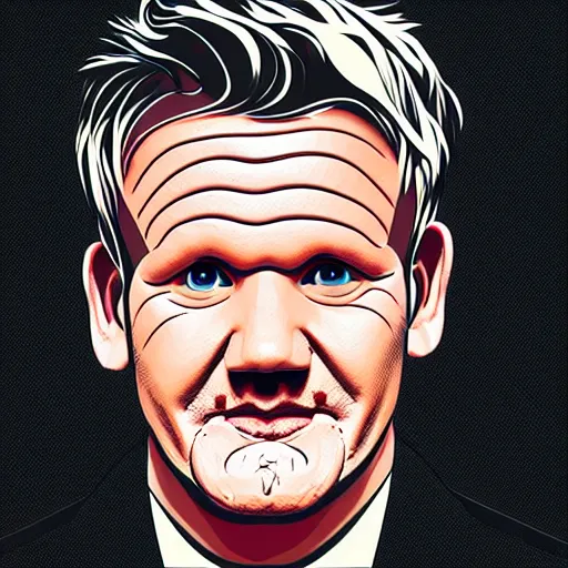 Prompt: a portrait of gordon ramsay, geometric shapes, rounded corners, candy colors, artstation, illustration, digital art