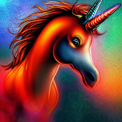 Image similar to a flaming unicorn digital art