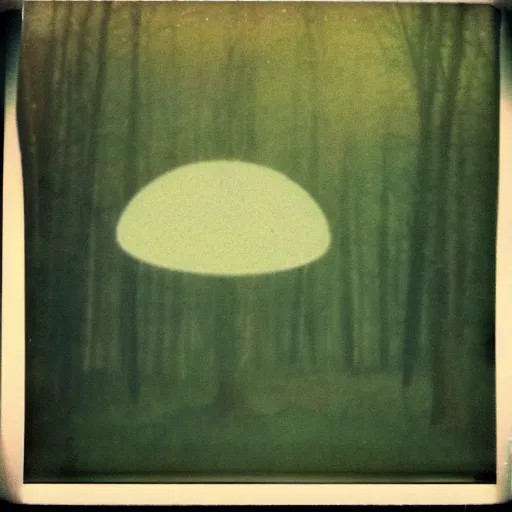 Prompt: ufo flying over a forest at night, grainy photo, old polaroid,