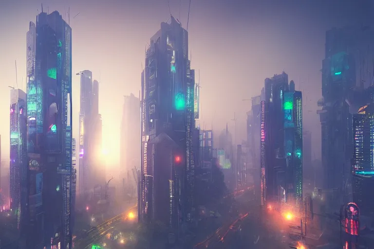 Image similar to Dhaka in the future, cyberpunk style, volumetric lighting, night, trending on artstation