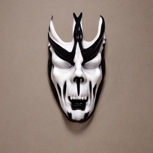 Prompt: lucifer porcelain mask, evil aura