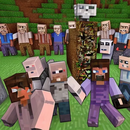 Image similar to an audience of minecraft zombies, photograph