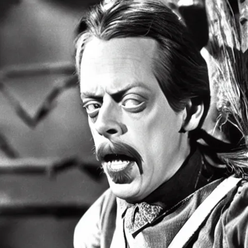 Image similar to movie still of Steve Buscemi playing the role of the Scarecrow in The Wizard of Oz (1939)