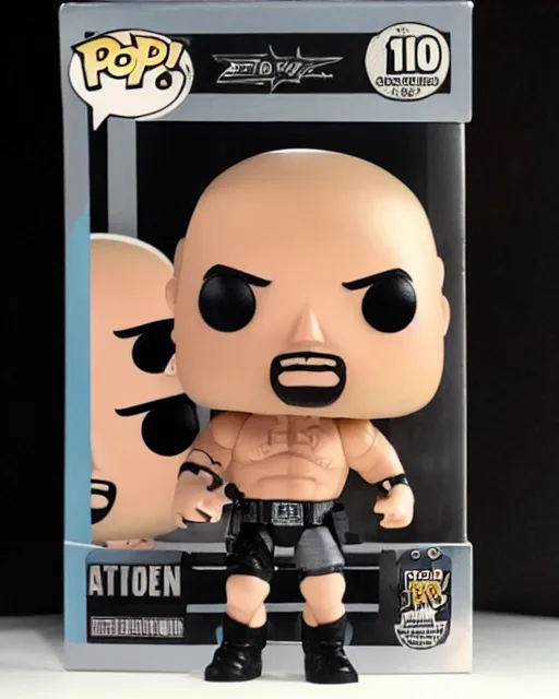 Image similar to A Stone Cold Steve Austin Funko Pop. Photographic, photography