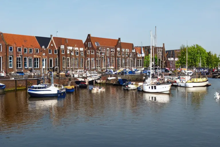 Image similar to a photo of the harbour of the city Numansdorp in The Netherlands