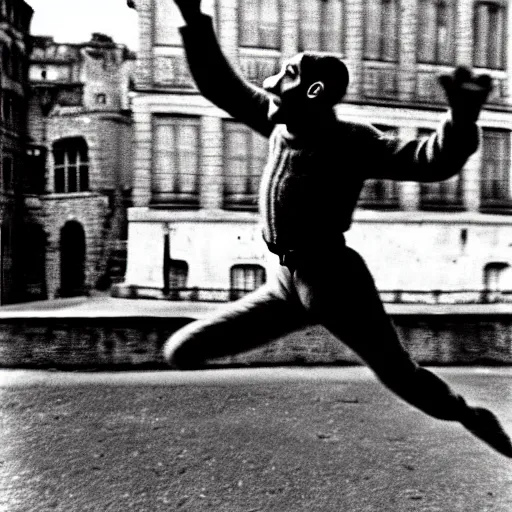 Prompt: pepe the frog the leap into freedom conrad schumann 1 9 6 1 photography