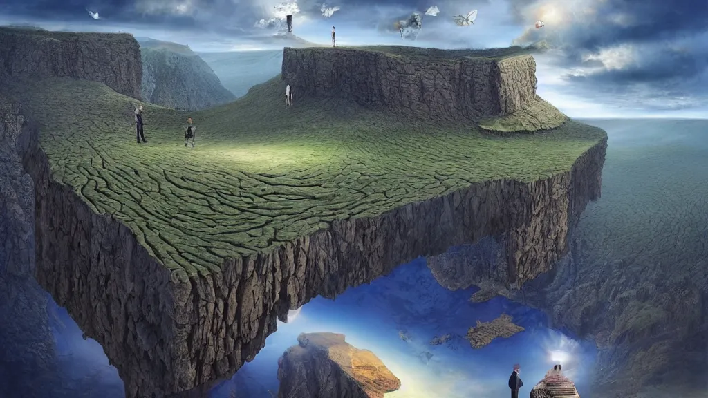 Image similar to surreal yorkshire landscape with anthropomorphic!! terrain!!! in the styles of igor morski, jim warren, and rob gonsalves, intricate, hyperrealistic, volumetric lighting, serene, imaginative