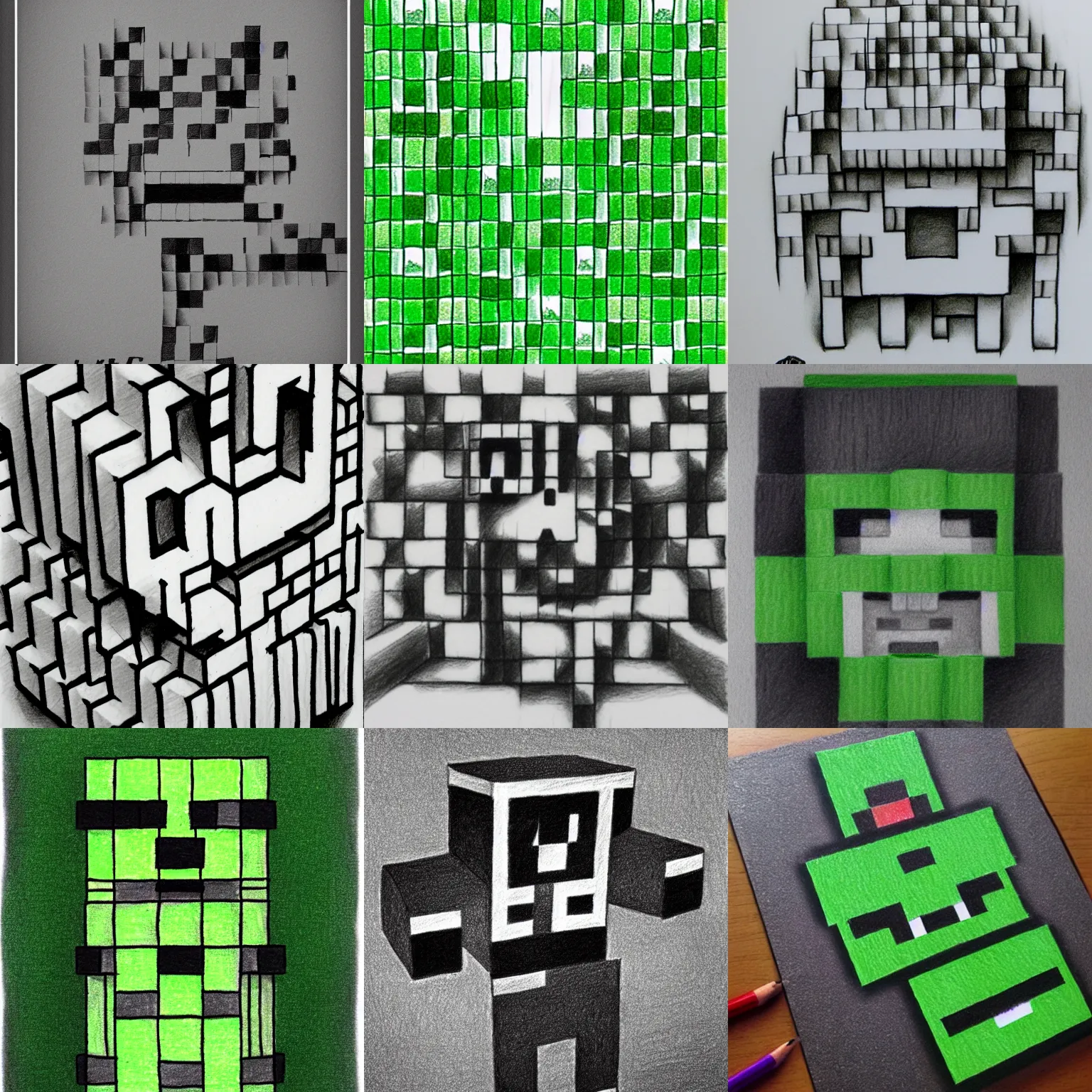 minecraft creeper drawing