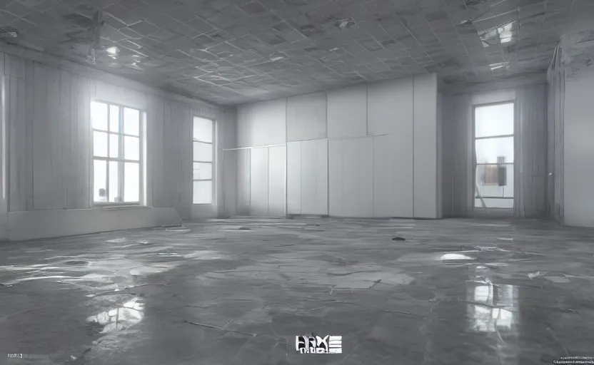 Image similar to empty room, open shiny floor, hyper details, unreal engine and v - ray render.