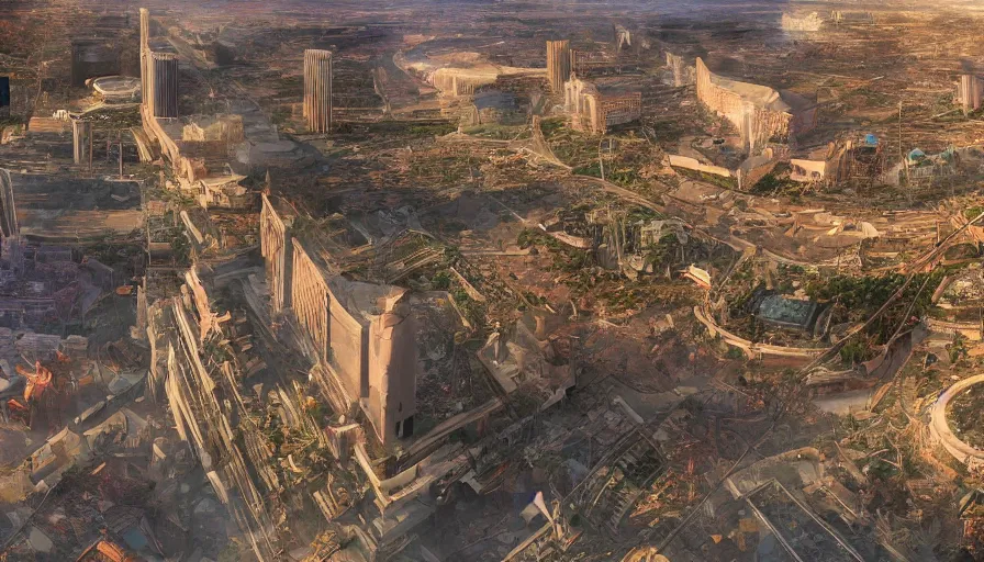 Image similar to panorama of las vegas ruins, hyperdetailed, artstation, cgsociety, 8 k