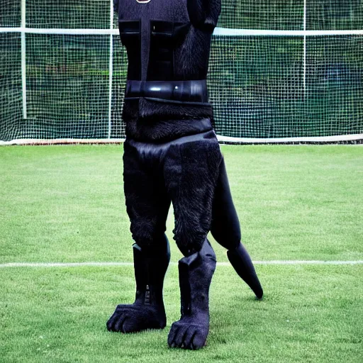 Image similar to full body a humanoid german shepherd beast - man, wearing soccer suit.